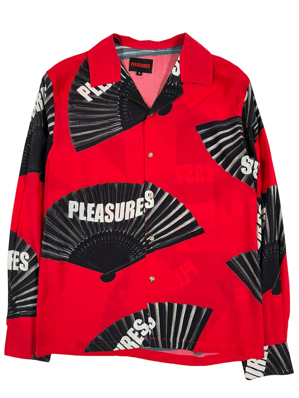 PLEASURES FANS LONG SLEEVE BUTTON DOWN RED