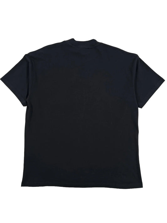 The back of a stylish PURPLE BRAND P101-JBBW TEXTURED TEE BLACK graphic t-shirt.