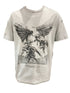 A PURPLE BRAND P101-JFHG224 TEXTURED INSIDE OUT TEE HEATHER with a graphic image of two angels.