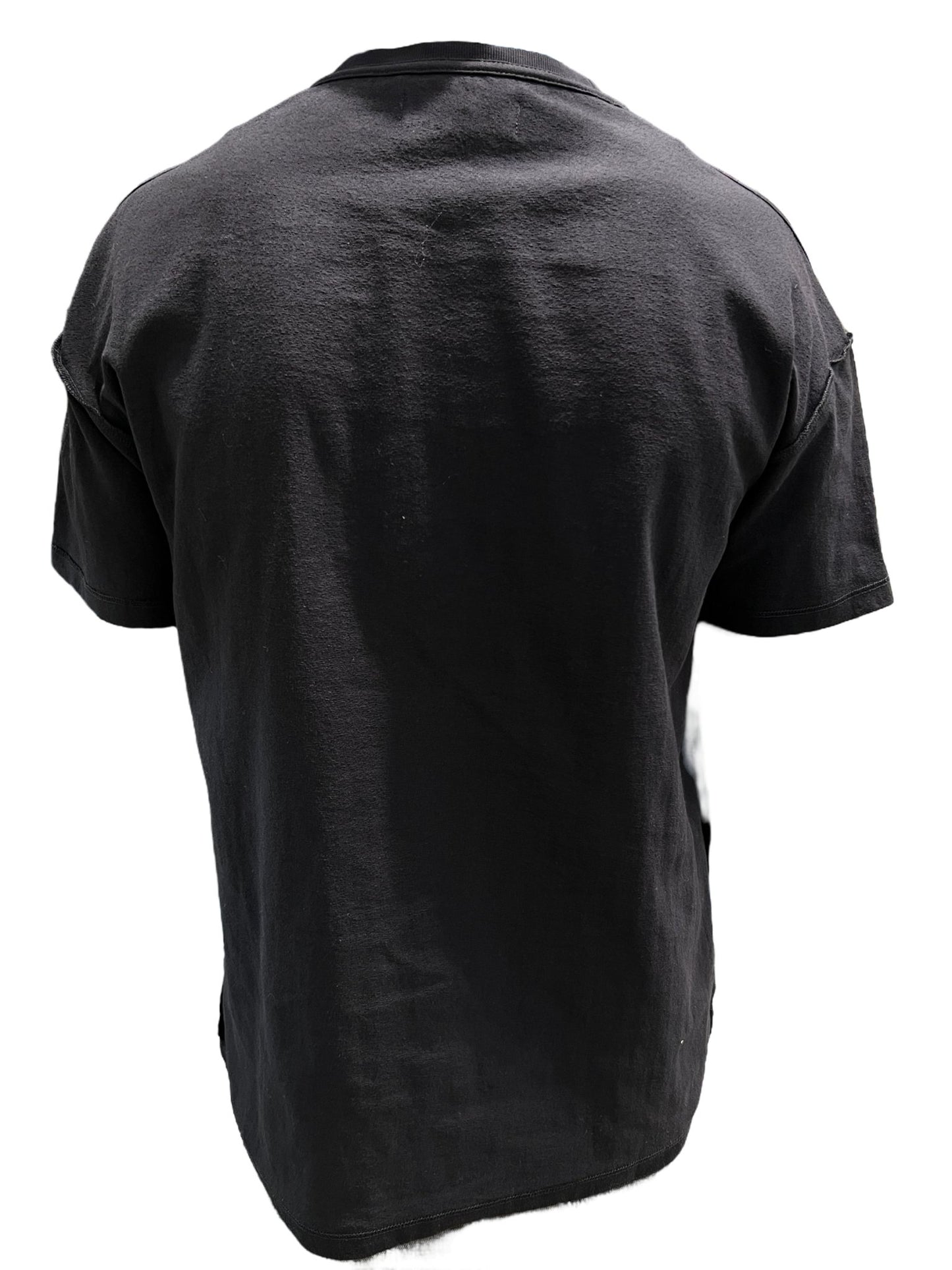The back of a PURPLE BRAND P101-JHBB TEXTURED INSIDE OUT TEE BLACK on a white background.