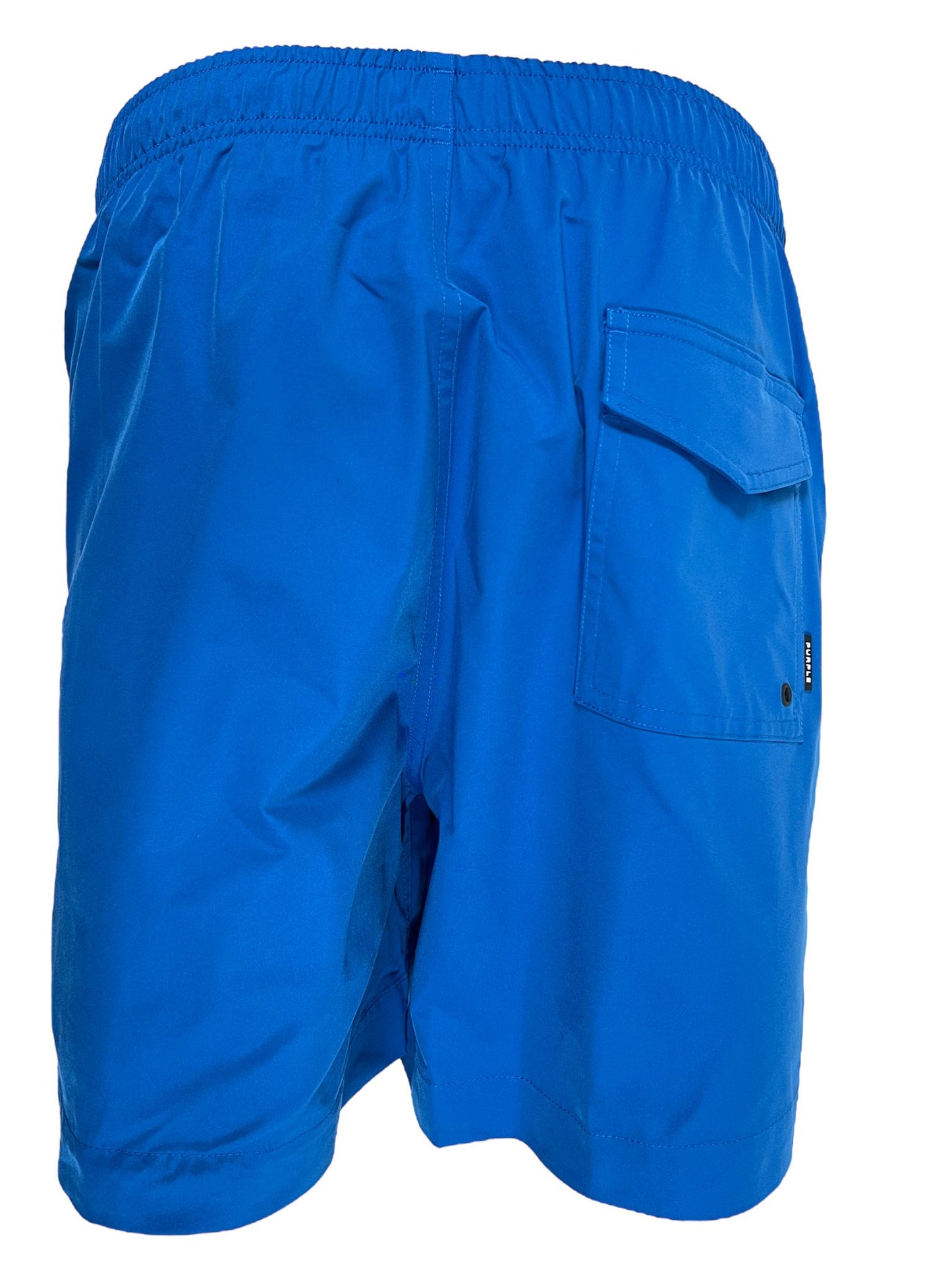 PURPLE BRAND P504-PCBU ALL ROUND SHORT BLUE swimming trunks with a side pocket.