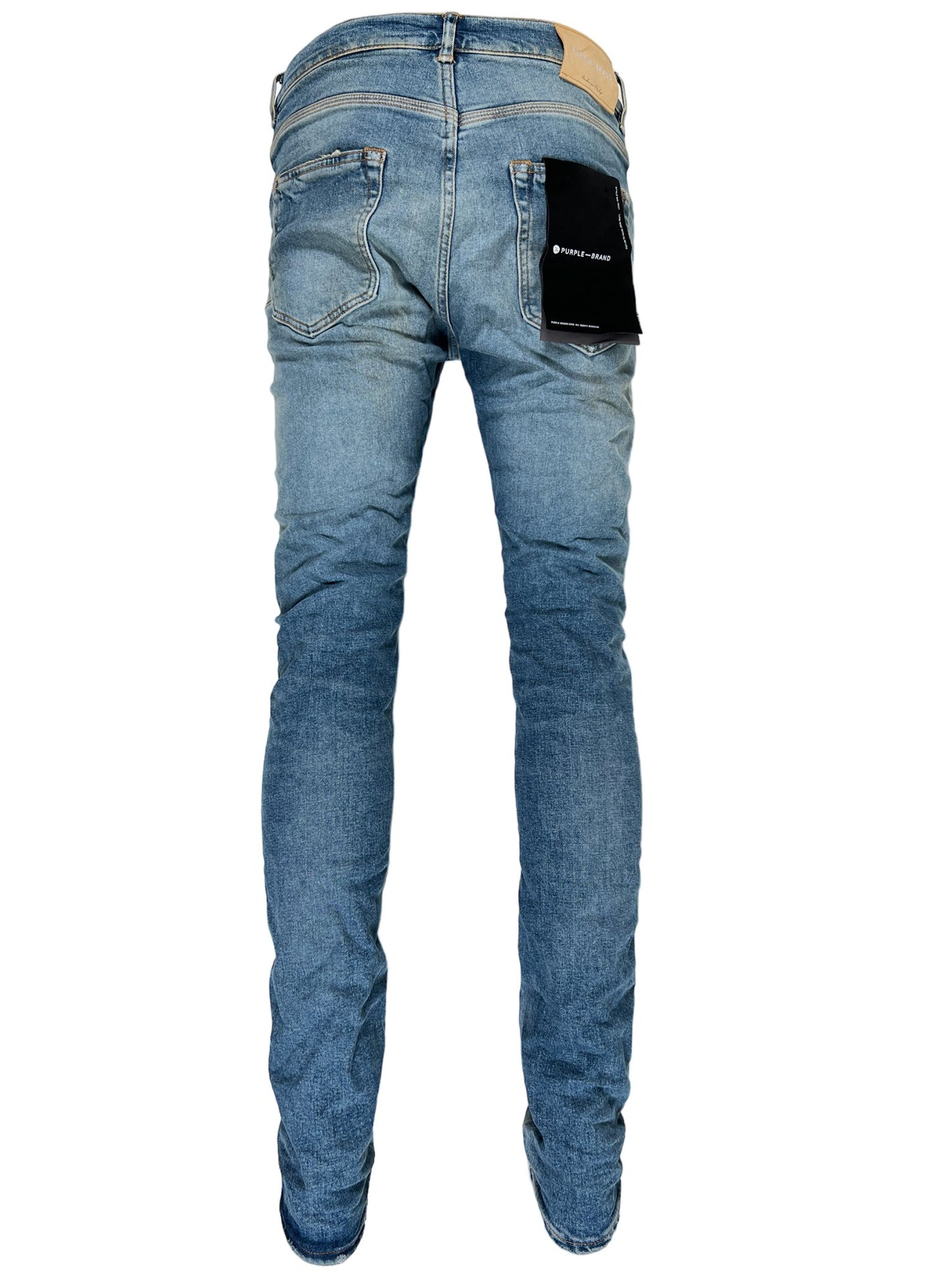 A pair of PURPLE BRAND jeans with a pocket on the back, crafted from stretch denim.