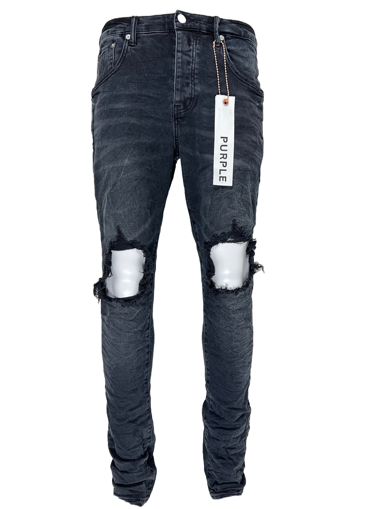 PURPLE BRAND P002-BLB BLACK WASH BLOWOUT JEANS - Probus