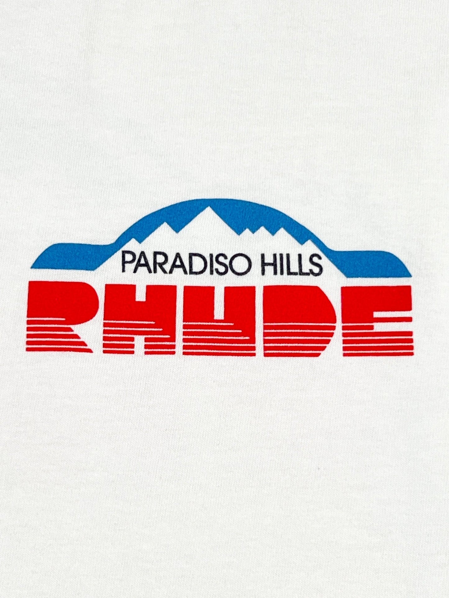 RHUDE PARADISO RALLY TEE VTG WHITE cotton jersey T-shirt with logo graphic.