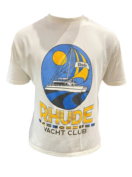 RHUDE RHUDE YACHT CLUB TEE WHT, Made In USA.