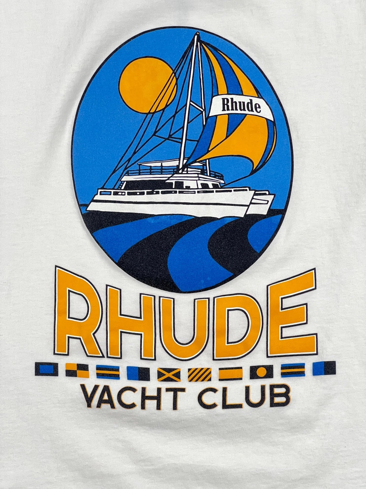 RHUDE YACHT CLUB TEE WHT, Made In USA.