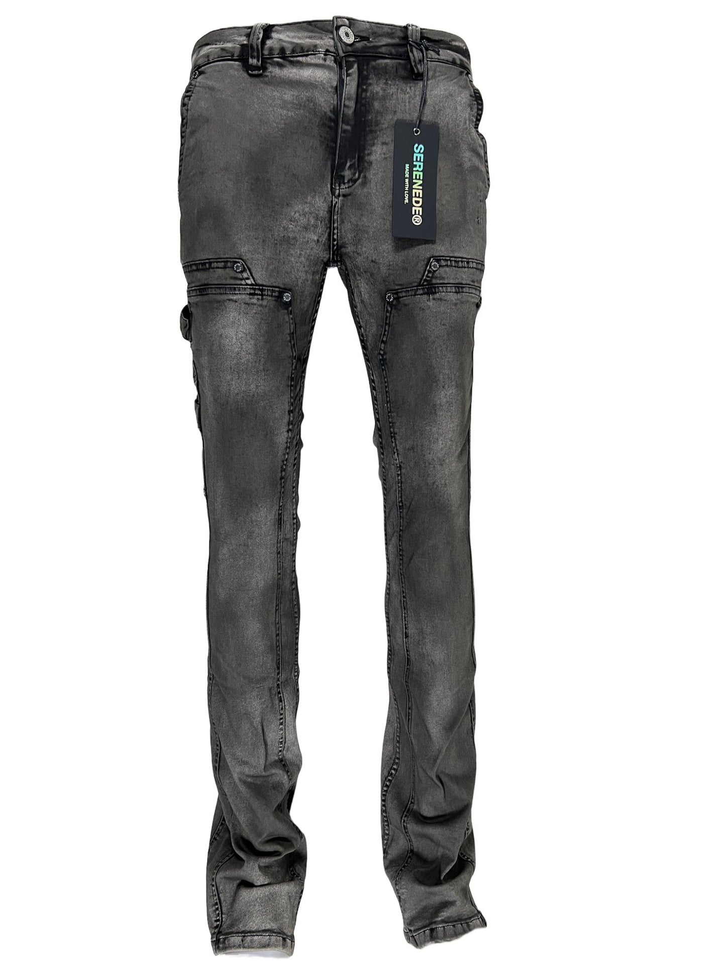 SERENEDE RAIN STACKED JEANS GREY