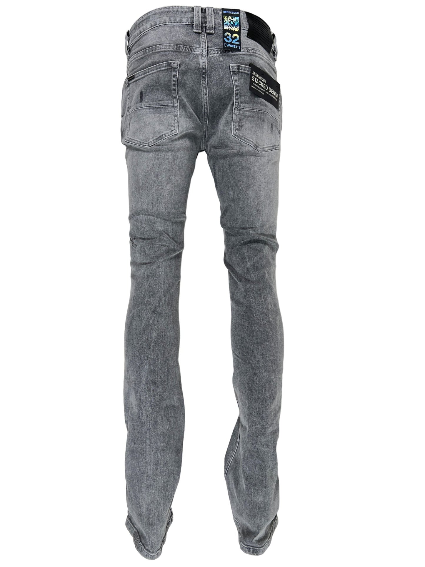 Manfinity Men Ruched Side Raw Hem Stacked Jeans