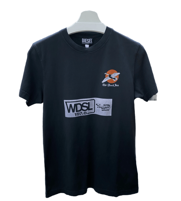 A black graphic t-shirt with a DIESEL T-DIEGOR-C11 logo on it.