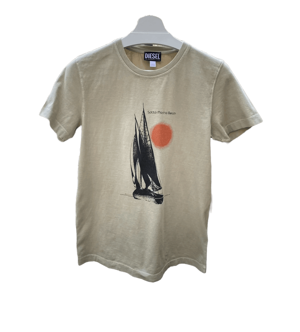 A DIESEL DIESEL T-INY-C2 t-shirt with a sailboat on it.