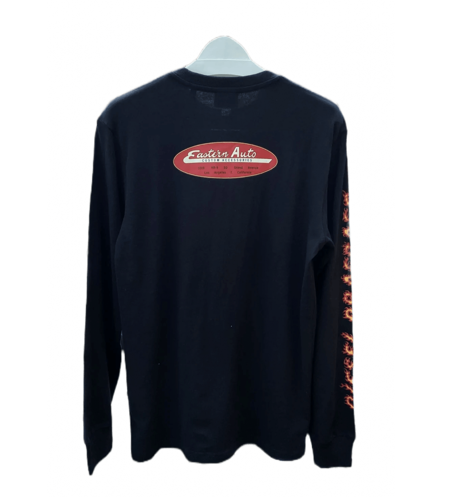 A black long-sleeve DIESEL T-JUST-LS-C3 t-shirt with a red graphic logo on it.