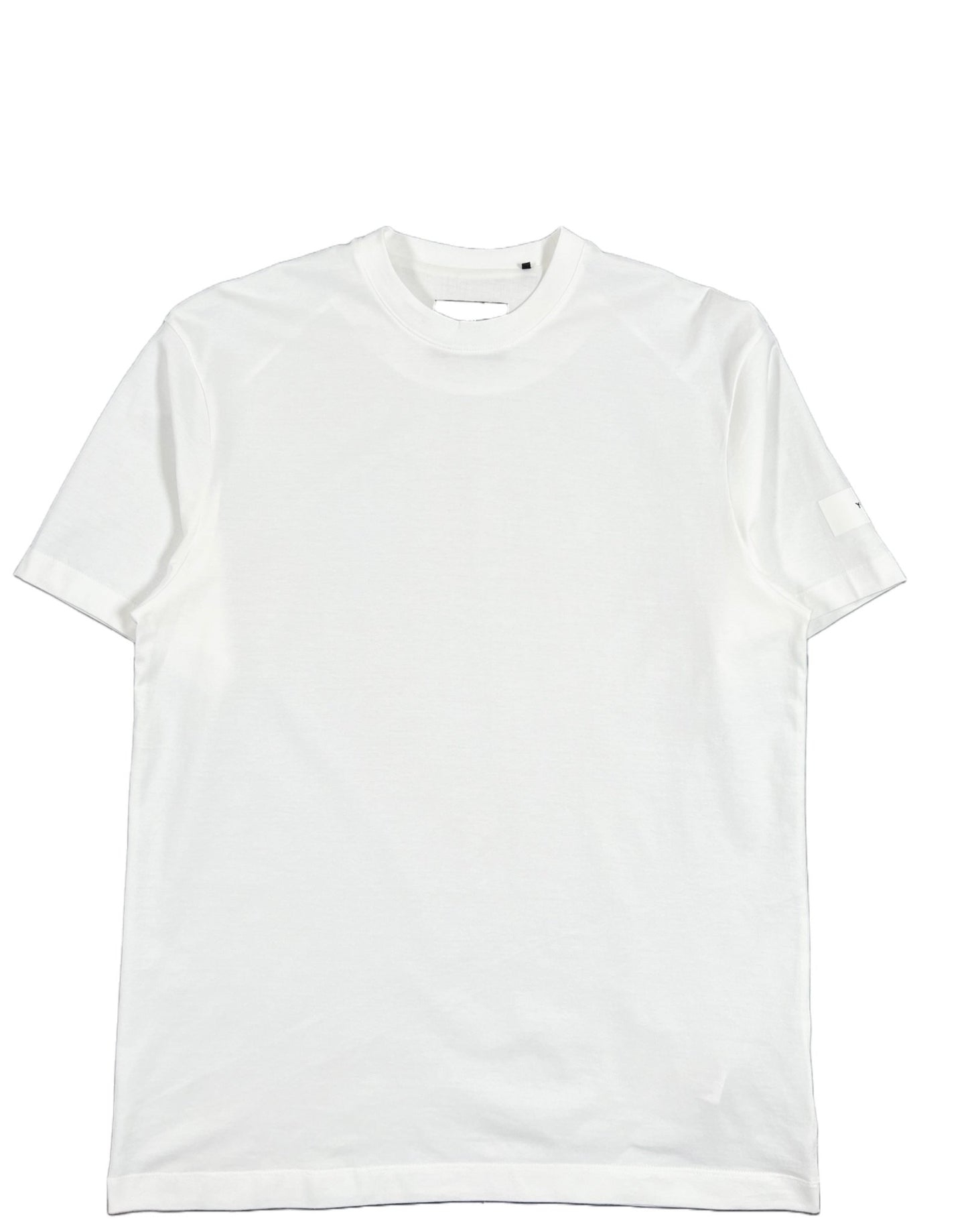 A white ADIDAS x Y-3 IB4787 RELAXED SS TEE CORE WHITE with logo detail on a white background.