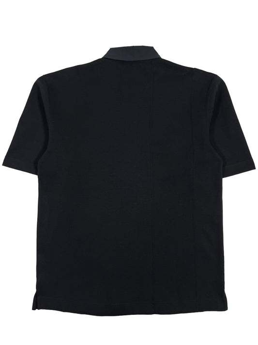 The back view of a black ADIDAS x Y-3 Y-3 POLO IL4617 RUGBY SS SHIRT BLACK/BLACK shirt.