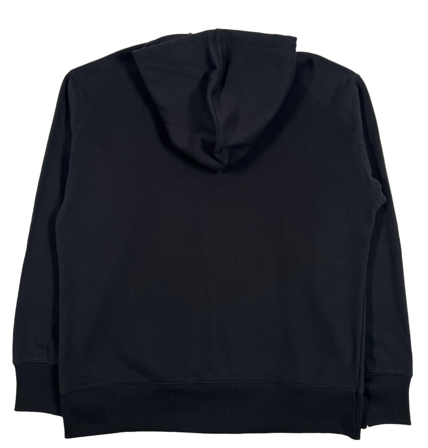 The back of a black ADIDAS x Y-3 logo hooded sweatshirt (Y-3 HOODIE IP5580 GFX FT FZ HOOD BLACK).