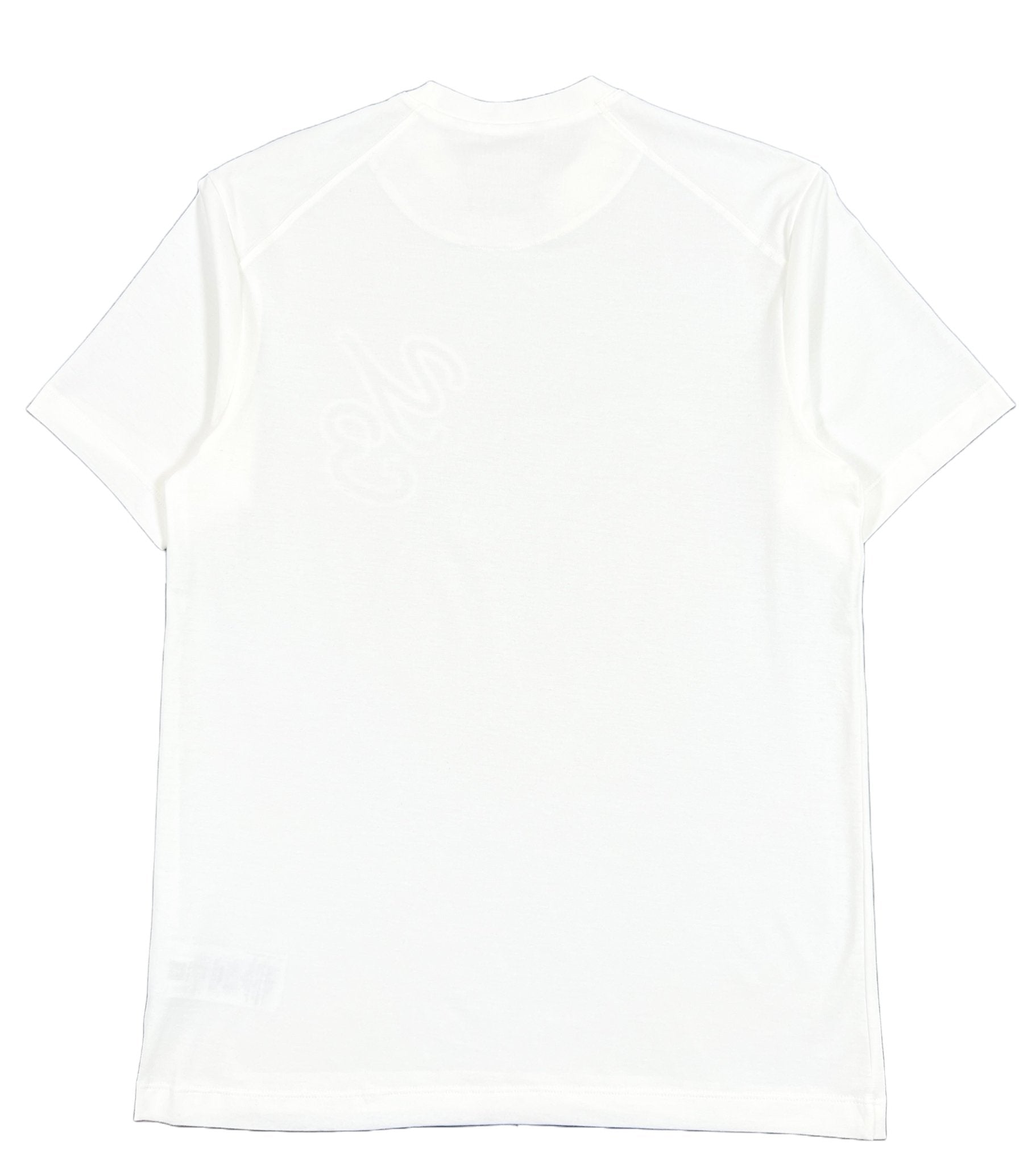 Back view of the ADIDAS x Y-3 T-Shirt IT7522 Gfx SS Tee in off white, designed with a casual fit and short sleeves, crafted from sustainable cotton on a white background.