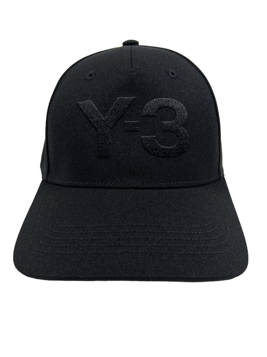 A sleek and stylish ADIDAS x Y-3 black hat with the iconic Y-3 logo on it.