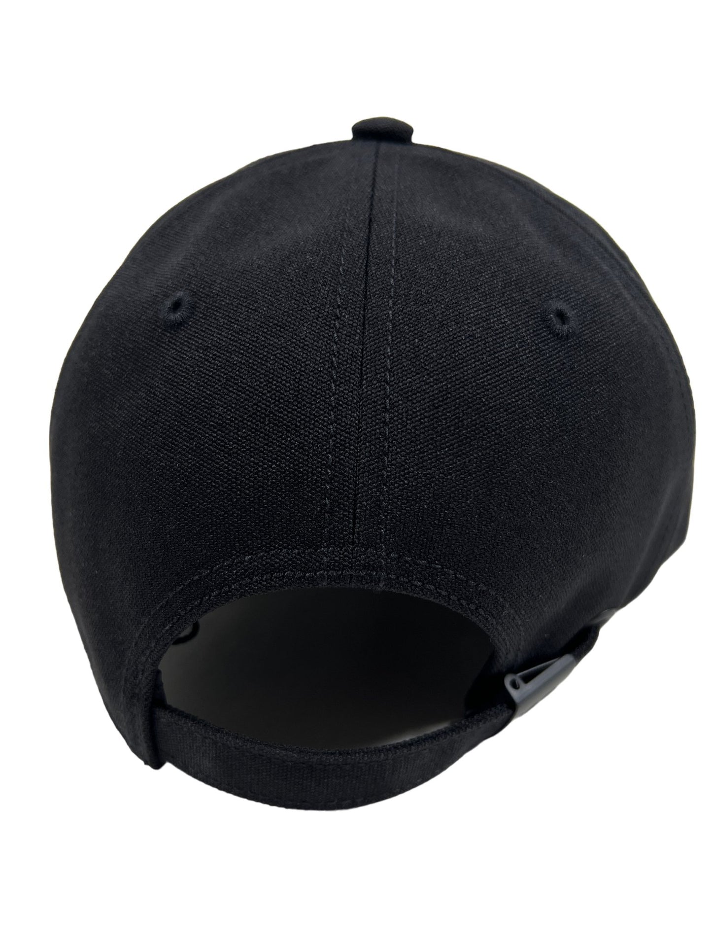 The back view of a sleek and stylish ADIDAS x Y-3 embroidered black baseball cap.